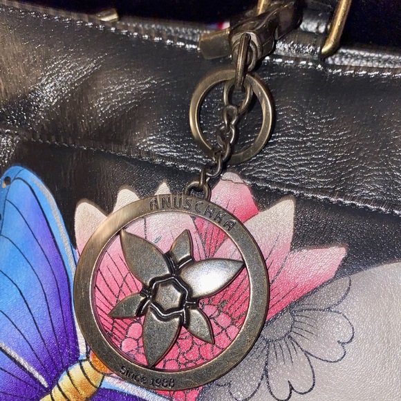 New ANUSCHKA SUGAR SKULL DAY OF DEAD CALAVERAS LEATHER SATCHEL TOTE BAG 3 COMPT - Picture 8 of 12